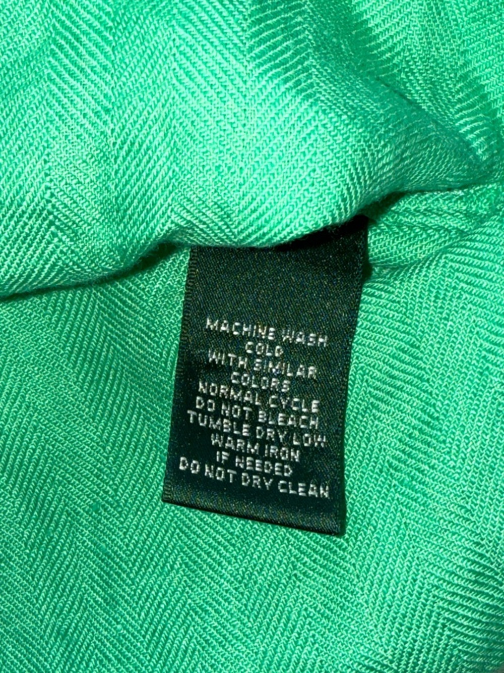 Lauren Ralph Lauren Linen Green Button Up Shirt Blue Contrast Trim Logo Crest 1X - Picture 8 of 12